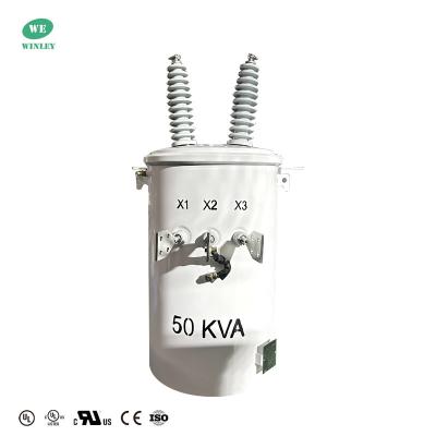 China UL-zertifizierte ANSI-Standard-Einphasen-Öl-Eintauchte Transformatoren 50KVA 22,86KV zu verkaufen