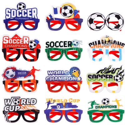 China Durable Qatar World Cup Glass Decoration Photo Props 2022 Soccer World Cup Fan Party Glasses for sale