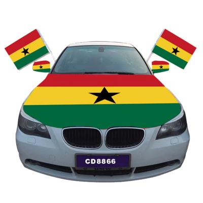 China Morden Ghana Car National Flag Hood Cover Flag World Cup Elastic Car Hood Banner Flag for sale