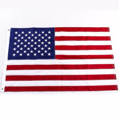 China Strong Color Stability American USA Embroidery Flag Stars and Stripes Oxford Cloth 5*3ft 150*90cm Flag for sale