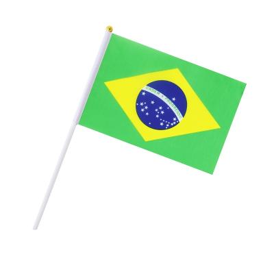 China Reusable Brazil QGB Hand Flag Custom All Countries Hand Wave National Flag Parade 2022 World Cup Sports Events Flags for sale