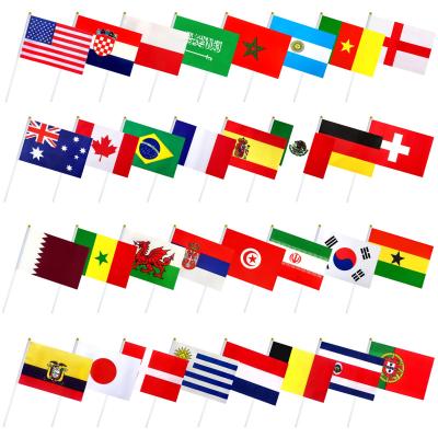 China Reusable 200 Countries Hand Flag Custom All Country Hand Wave National Flag Parade 2022 World Cup Sports Events Flags for sale