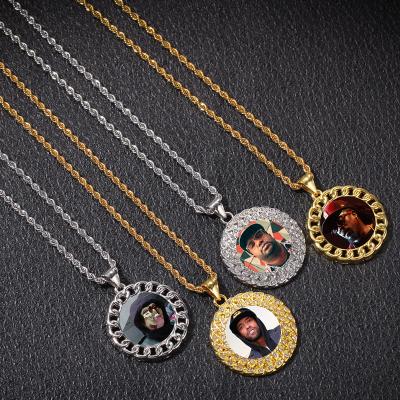 China New Rap Men's Diamond Hop Hip Hop Hip Hop Photo Studded Personality Pendant Necklace Accessories for sale