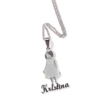 China Custom Picture Custom Nameplate Necklace Hiphop Photo Pendant Necklace For Kids Memory Custom Jewelry For Family Gifts Necklace for sale