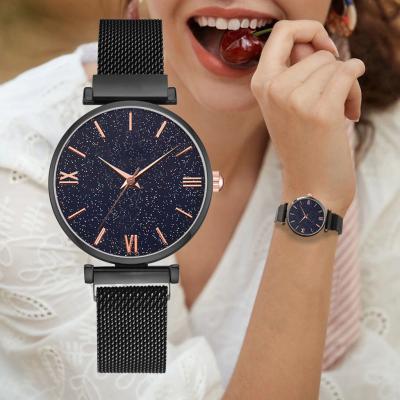 China The other new alloy mesh with quartz watch all over the star dial magnet buckle fashionable ladies watch for sale