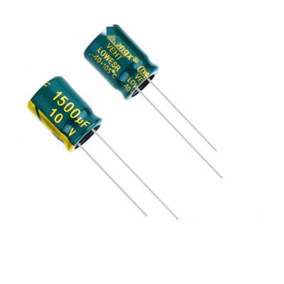 China 10V1500UF high quality original and new standard 10*13MM size of electrolytic capacitor 1500UF10V for sale