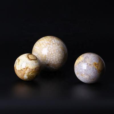 China Europe Natural Crystal Ball For Sale Coral Jade Crystal Sphere Fossil Crystal Sphere for sale