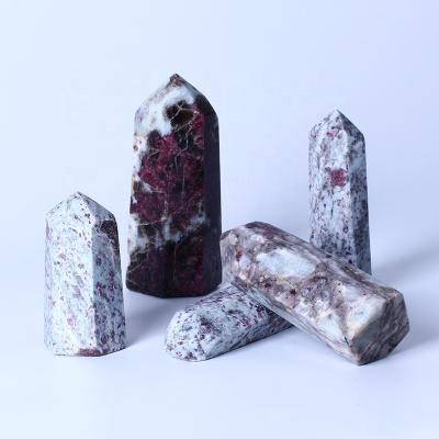 China Natural Red Tourmaline Tourmaline Trick Wand Europe Quartz Crystal Point for sale