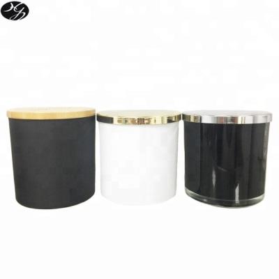 China home decoration large painted glass candle holders with different lids for sale