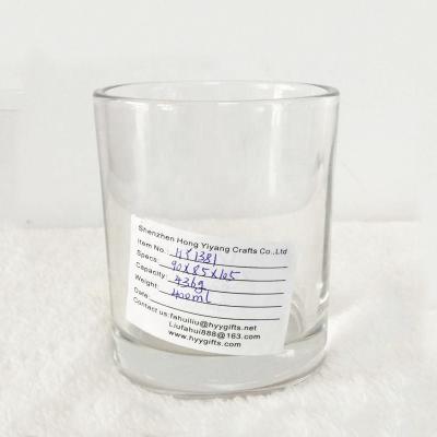 China Home decoration 13.5 oz clear thick glass candle jars with thick bottom wholesale for sale