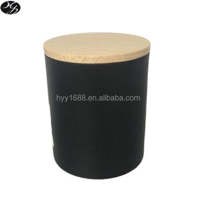 China Home Decoration Matte Black Glass Candle Jar With Gold Colored Logo Interior Custom Wholesale for sale