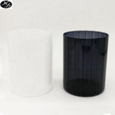 China Heat resistant; Corrosion Perfume Oil Resistance Straight Sides Smooth White Black Colored Glass Candle Jars for sale