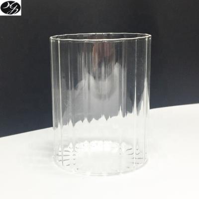 China Heat resistant; Corrosion Resistance Perfume Oil Clear Ribbed Straight Sided Glass Jar for sale