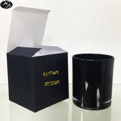 China Recycled Materials Black Candle Jar Glass With Custom Printed Candle Packaging Box for sale