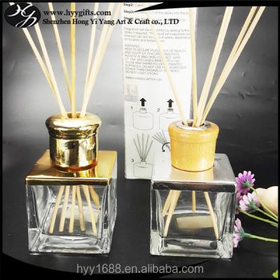 China Wholesale Gold Square Home Aroma 200ml Tubular Glass Bottles for sale