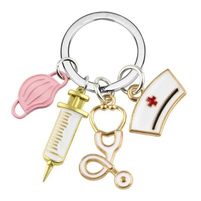 China S1055 Cute Animal Handmade Jewelry Stethoscope Keychain Jewelry Doctor Medical Tool Keychain DIY Doll Keepsake Graduation Gift for Nurse Medical Student for sale