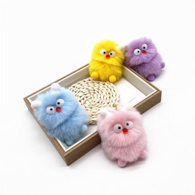 China S1004 Doll Mini Elf Monster Plush Keychain Cute Animal Candy Color Big Eyes Decorated Pom Pom Keyring Women Car Key Backpack Animal Decor for sale