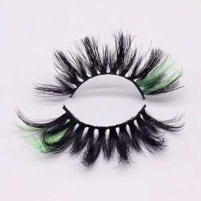 China S1166 2022 Hot Natural Long False Eyelashes 25MM mink tail color eyelashes European and American Halloween color thick curling eyelashes for sale