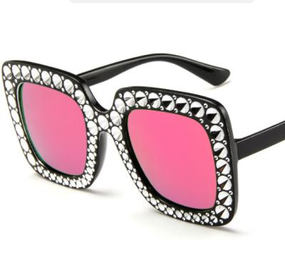 China S1542 sunglasses fashion Europe and the American large square diamond-inset sunglasses lady sunglasses shape retro sunglasses personality for sale