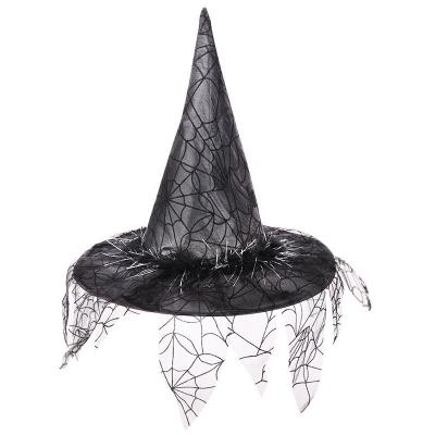 China S1540 Halloween Party Witch Hat Gauze Wizard Hat Costume Props Party Witch Hat Halloween Cosplay Supplies for sale