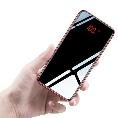 China mrror fast external screen usb battery lcd support charging mobile phone charger large capacity portable power bank 40000mah for sale