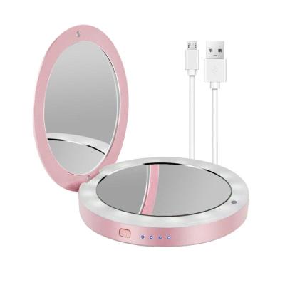 China Support OEM fast cosmetic travel logo small mini charging compact led mirror makeup power bank for sale