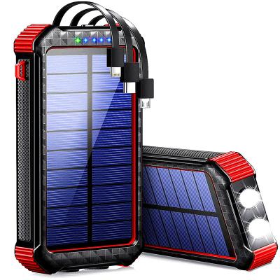 China Solar Power USB Charging Solar Panel Dual Bank 20000mah Innovative Waterproof Wireless Solar Phone Charger Led Flashlight Powerbank for sale