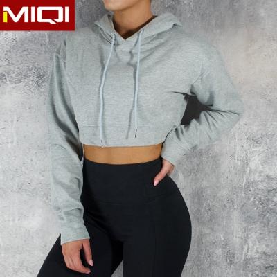 China High Quality Cotton Crop Women's Yoga Tracksuit Workout Gym Winter Top Hoodie Anti-Shrink Wholesale Sportswear for sale