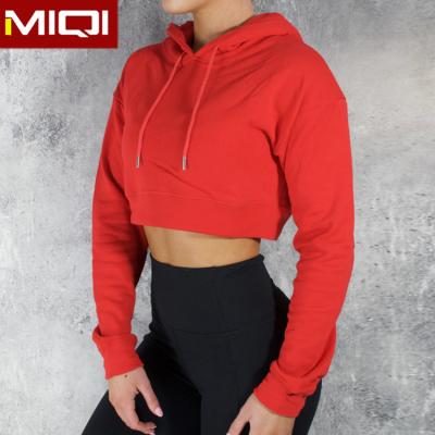 China Breathable High Quality Red Black Top Crop Women Autumn Long Sleeves Sportswear With Hoodie for sale