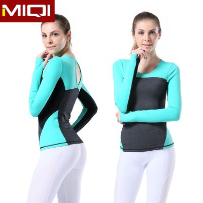 China Authentic Sportswear Women Round Neck Yoga Stretch Four Way Long Sleeve Tops Antibacterial Fashion Design for sale