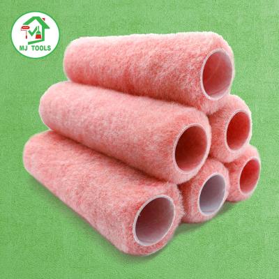 China Factory Price New Soft Outdoor Pink Knitted Polyester Paint Roller Sleeve Pink Roller Cover for sale