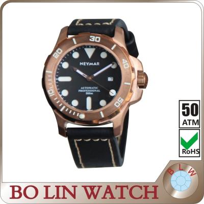 China Mechanical Rose Gold Bronze Mens Watches With Luminous Dials Multi - Functional for sale