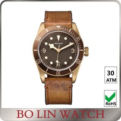 China Original Swiss Movt Bronze Mens Watches With Leather Strap Super C3 Lunimous for sale