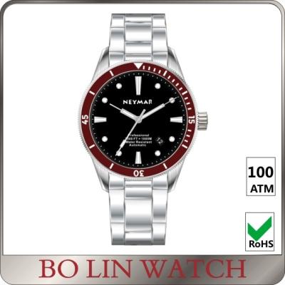 China Red Dial 1000 Meter Dive Watches , Sapphire Glass Stainless Steel Wrist Watches For Diving for sale