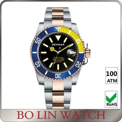 China Time Diaplay Awesome Stainless Steel Dive Watch With Alarm One Crown Design for sale