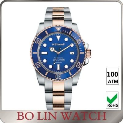 China Swiss 2824 Movement Blue Dial Dive Watches , Classic Design Sapphire Crystal Watch for sale