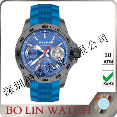 China Blue Dial Blue Strap Open Face Wrist Watch Fashion Design Sporting Case for sale