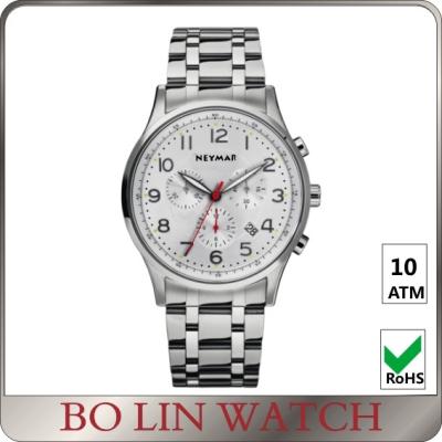 China Classic Style Chronograph Stainless Steel Watch Anti - Reflection Sapphire Glass for sale