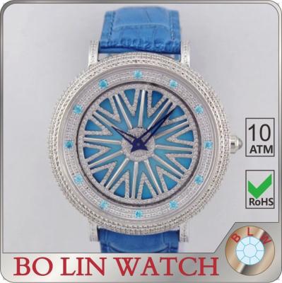 China Italy Genuine Leather Strap Diamond Quartz Watches For Men Lucky Turning Style for sale