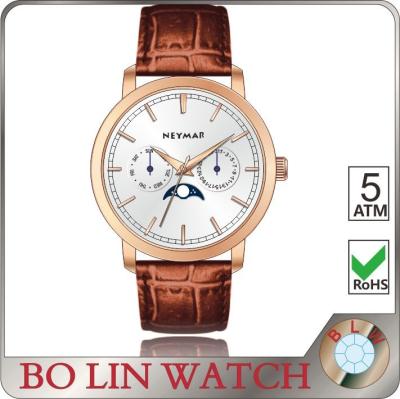 China Moon Phase Brand Genuine Leather Watches For Women True Nail Index Style for sale