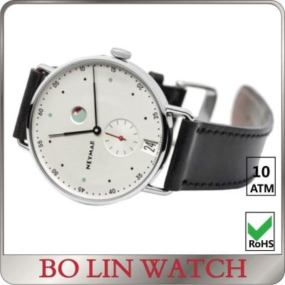 China Schwarze Datums-Chronograph-Edelstahl-Uhr-/Quarz-Armbanduhren zu verkaufen