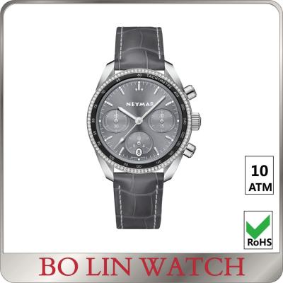 China Shower waterproof mens dress watches grey color with CNC diamonds for sale