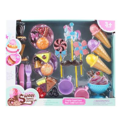 China Plastic Sweet Treats Desserts Ice Cream Maker Pretend Play Kitchen Food Toy Set For Toddler Kids for sale