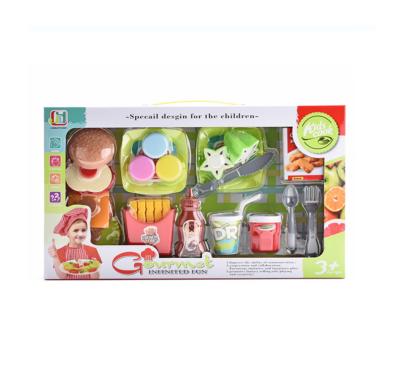 China Combo Burger Plastic Toy Collapsible Burger And Matching Pretend Play Kitchen Food Set for sale