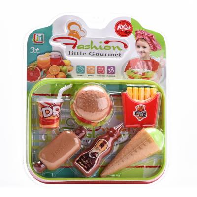 China Wholesale Plastic Toy Set Fast Food Plastic Chips Hamburger Game House Burger Toy For Children Play Pretend Toy for sale