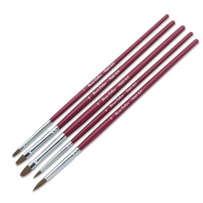 China Nail Liner Drawing Artist NAIL 5pcs Different Size Oblique And Flat Brush for sale