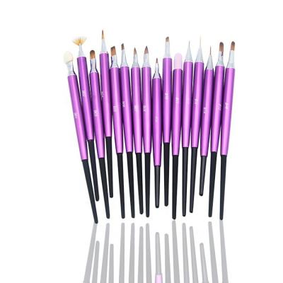 China Acrylic Nail Art Nail Care Products Purple Handle 16 Pcs Nail Art Set Brush for sale