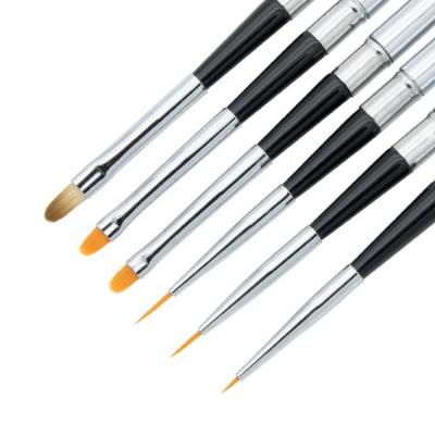 China New Style 6pcs Black Acrylic Nail Art Hot Sale Set Nail Brush Tip and Nail Brush for sale