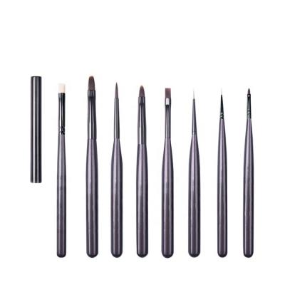 China Beauty Paint Tools New Arrival Wooden Handle 8pcs Nail Brush Art Set for sale