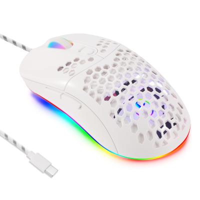 China USB RGB Gaming Cable 7200DPI Backlit RGB Type-C Mouse for Macbook Laptop Desktop for sale